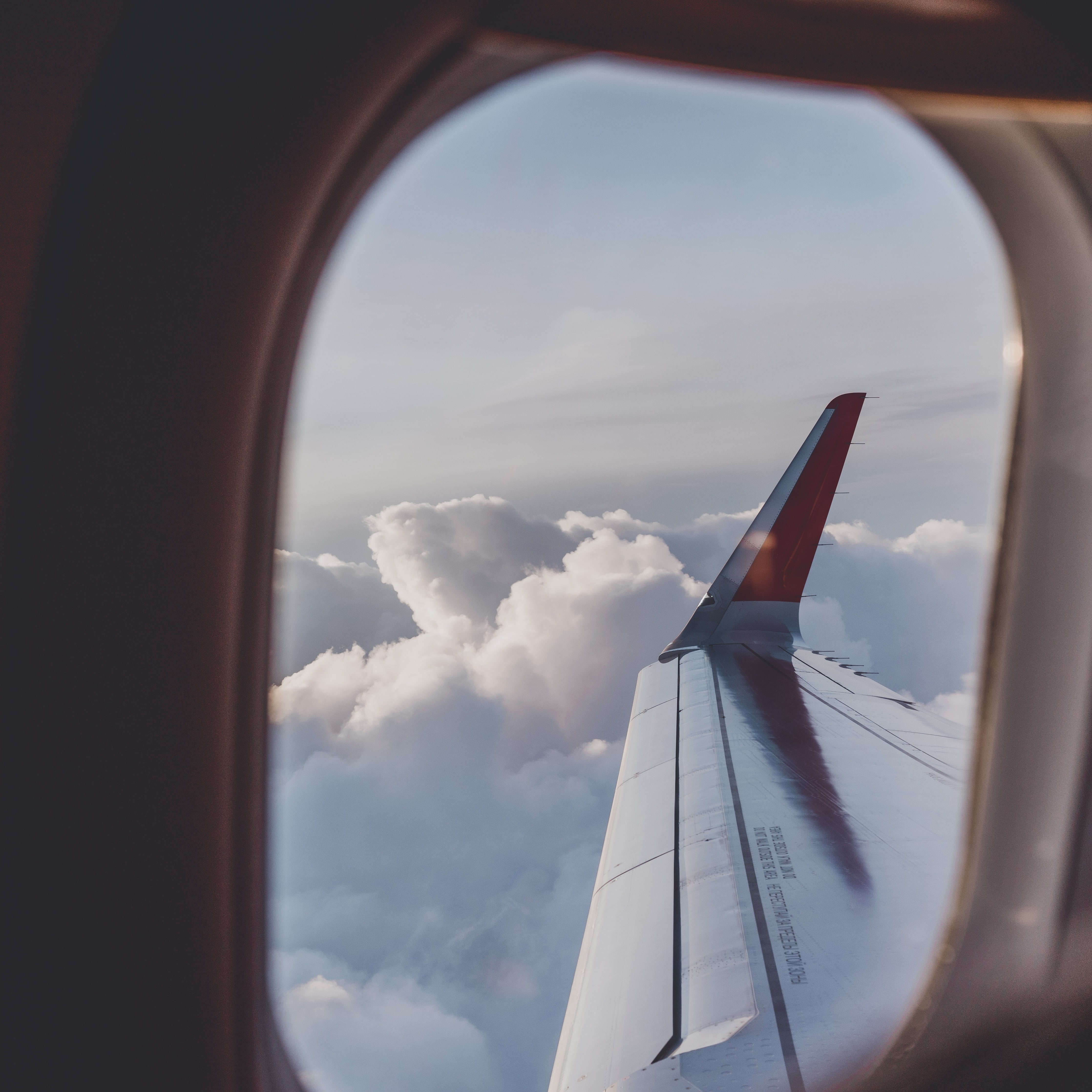 Airplane window. clouds